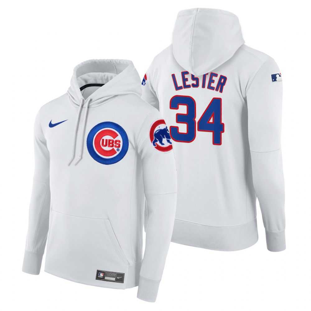 Men Chicago Cubs 34 Lester white home hoodie 2021 MLB Nike Jerseys